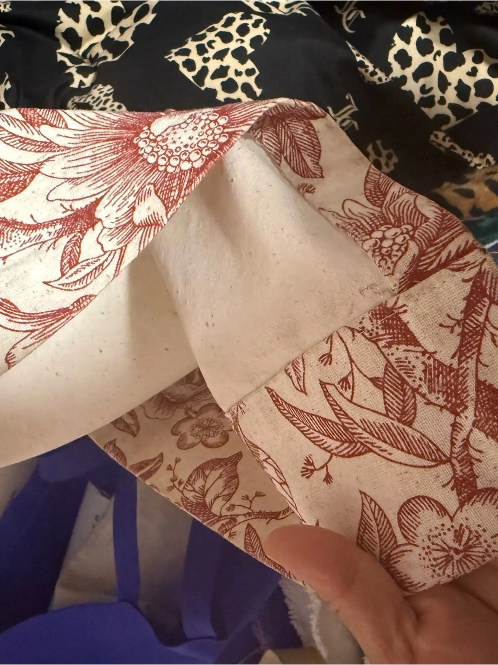 Bed Bath & Beyond Red Floral Curtain Panels three piece